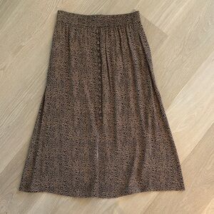 LOFT Brown Patterned A-Line Skirt